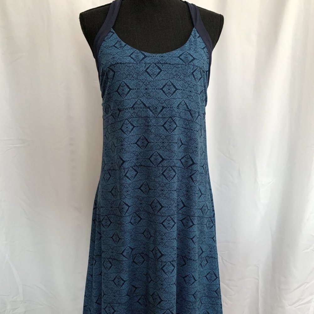 Patagonia Women's Morning Glory Dress Sz L Diamante/Navy Blue